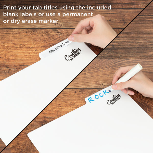Heavy Duty Blank Vinyl Record Dividers | White | 12" LP Record Dividers with Tabs