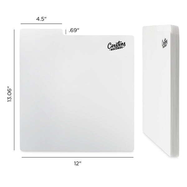 Heavy Duty Blank Vinyl Record Dividers | White | 12" LP Record Dividers with Tabs