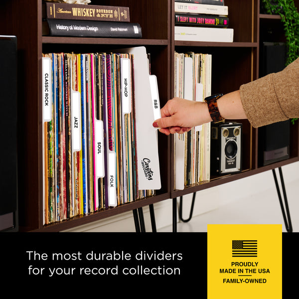Heavy Duty Blank Vinyl Record Dividers | White | 12" LP Record Dividers with Tabs
