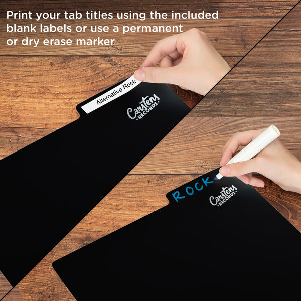 Heavy Duty Blank Vinyl Record Dividers | Black | 12" LP Record Dividers with Tabs