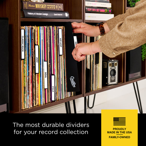 Heavy Duty Blank Vinyl Record Dividers | Black | 12" LP Record Dividers with Tabs