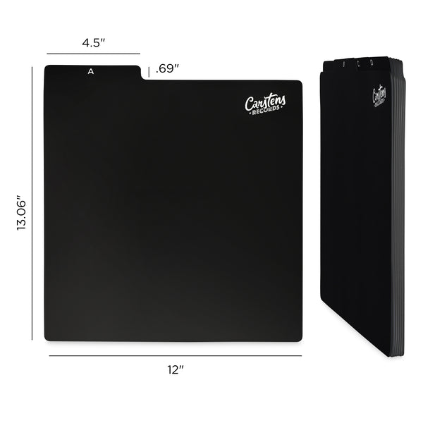 Heavy Duty A-Z Vinyl Record Dividers | For Top Browsing | Black | 12" LP Record Dividers with Tabs
