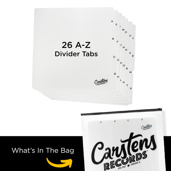 Heavy Duty A-Z Vinyl Record Dividers | For Side Browsing | White | 12" LP Record Dividers with Tabs