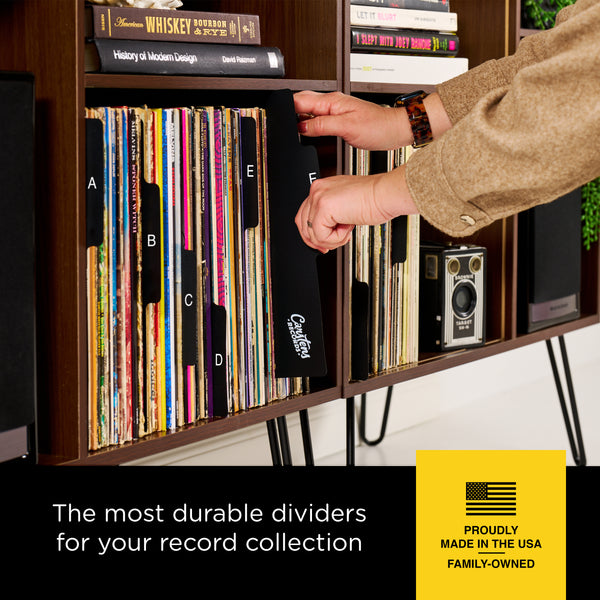 Heavy Duty A-Z Vinyl Record Dividers | Black | For Side Browsing | 12" LP Record Dividers with Tabs
