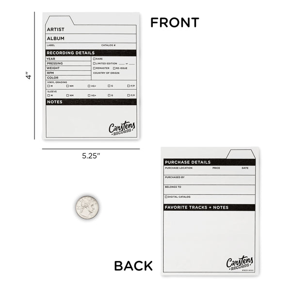 Carstens Records Collector Catalog Cards, 4 x 5.25 IN, White, 100 PK