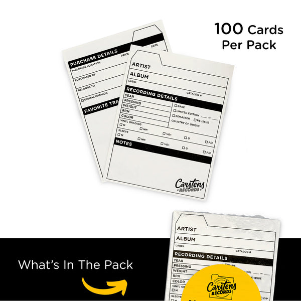 Carstens Records Collector Catalog Cards, 4 x 5.25 IN, White, 100 PK