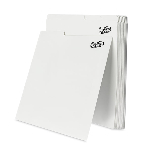Heavy Duty Blank Vinyl Record Dividers | White | 12" LP Record Dividers with Tabs